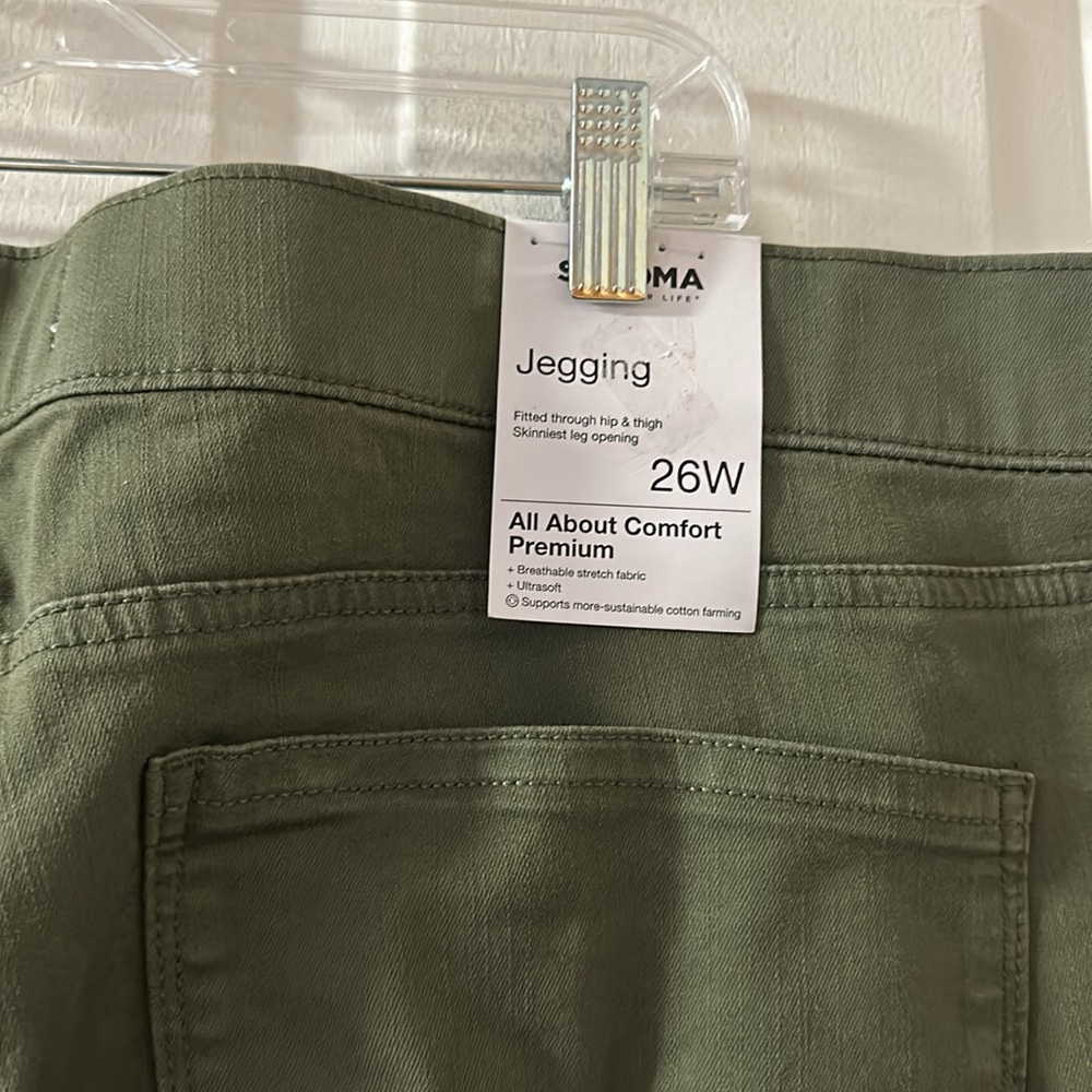 *FINAL* SONOMA ALL ABOUT COMFORT PREMIUM JEGGING: GREEN: NEW WITH TAGS: SIZE 26W - Picture 4 of 5